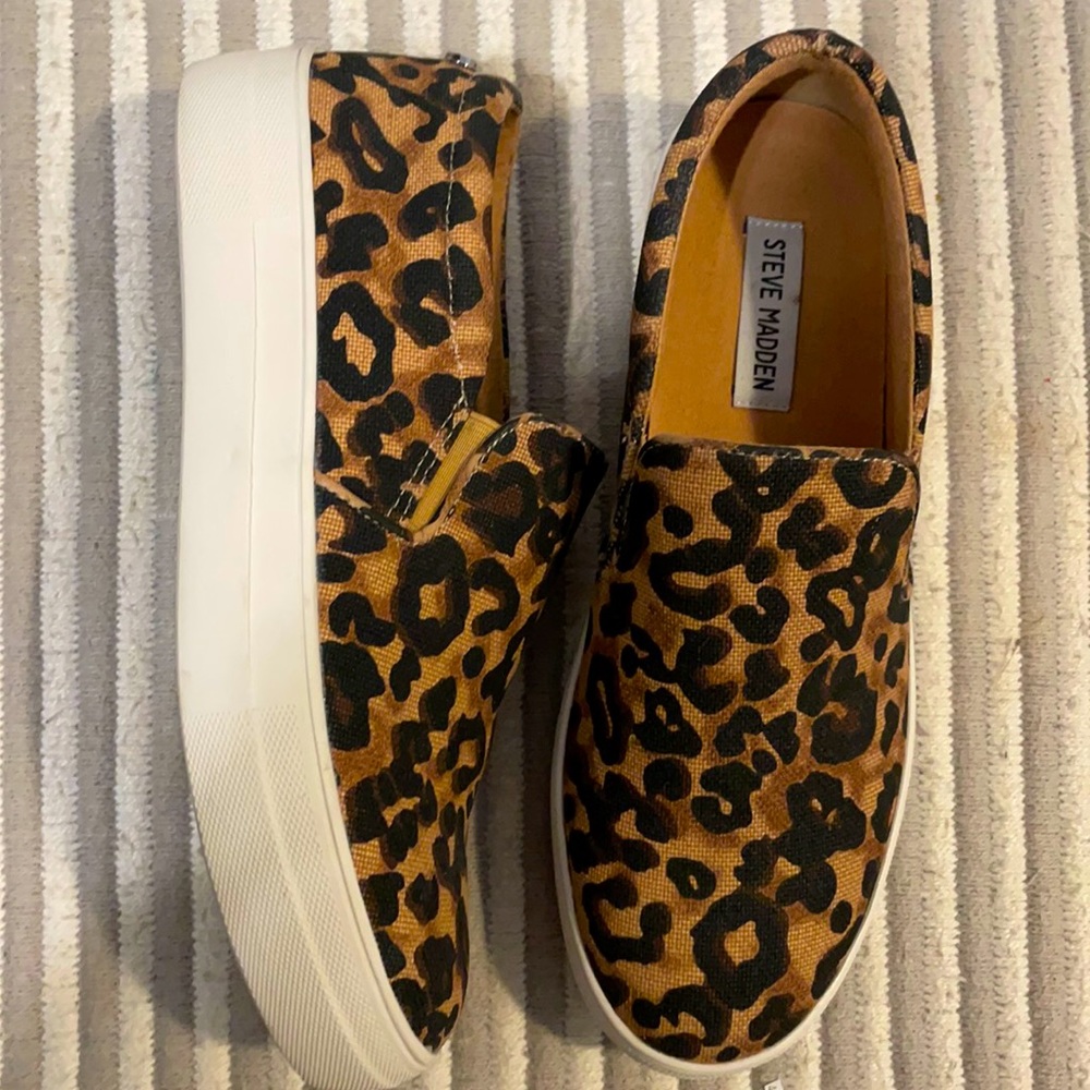 Steve Madden Leopard Print Platform Slip Ons
